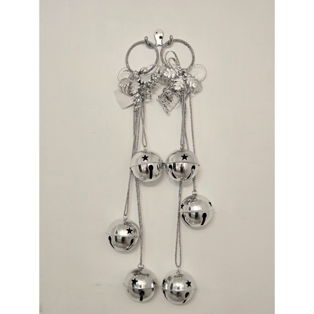 Silver Jingle Bells Door Hangers – Set of 2 • Christmas 2022 Holiday Decor NWT